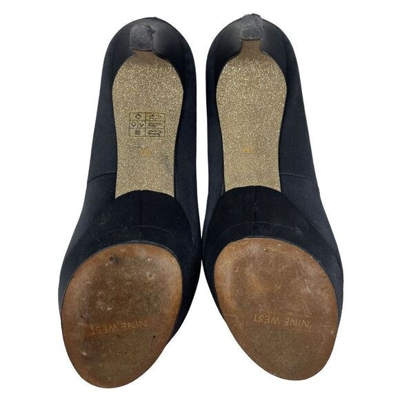 Nine West Shoes Avara2 Satin Heel Dress Pump Peep Toe Women's 7 Platform Glitter - Picture 7 of 10